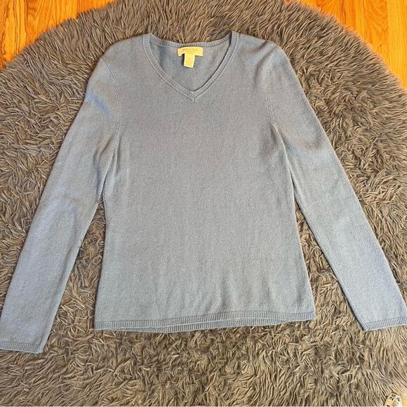 Peck & Peck Light Blue Cashmere V-Neck Sweater Size XL - Picture 1 of 4